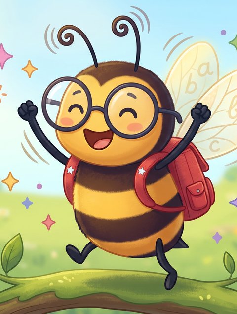Pip the bee celebrating